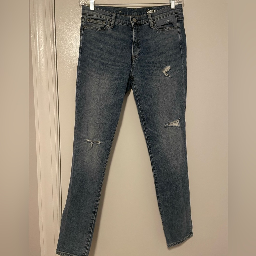 GAP Blue Skinny Jeans with Distressed Look